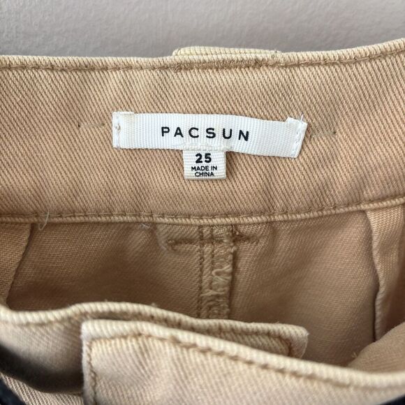 PacSun Women’s Size 25 Tan Cargo Skirt Belted Pockets Utility Mini Casual Chic - Picture 6 of 7